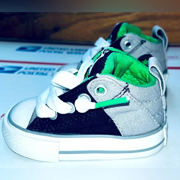 *LIKE NEW** Chuck Taylor AS ‘Street Mid’ (Grey/Black/Green), TD Size 2C: $20 - Picture 7 of 10